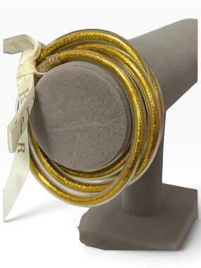 ORALIA Gold Glitter-Filled Jelly Bracelet Stack Set of 4